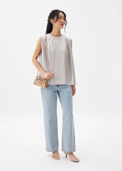 Satin Boxy Shell Top