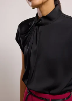 Satin Drape Collared Blouse