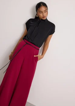 Satin Drape Collared Blouse
