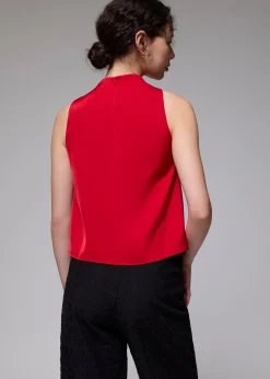 Satin Mandarin Collar Shell Top