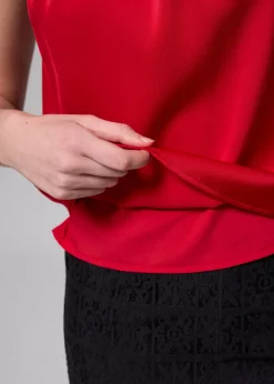 Satin Mandarin Collar Shell Top