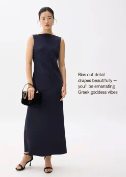 Satin Padded Drape Maxi Dress