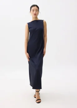 Satin Padded Drape Maxi Dress