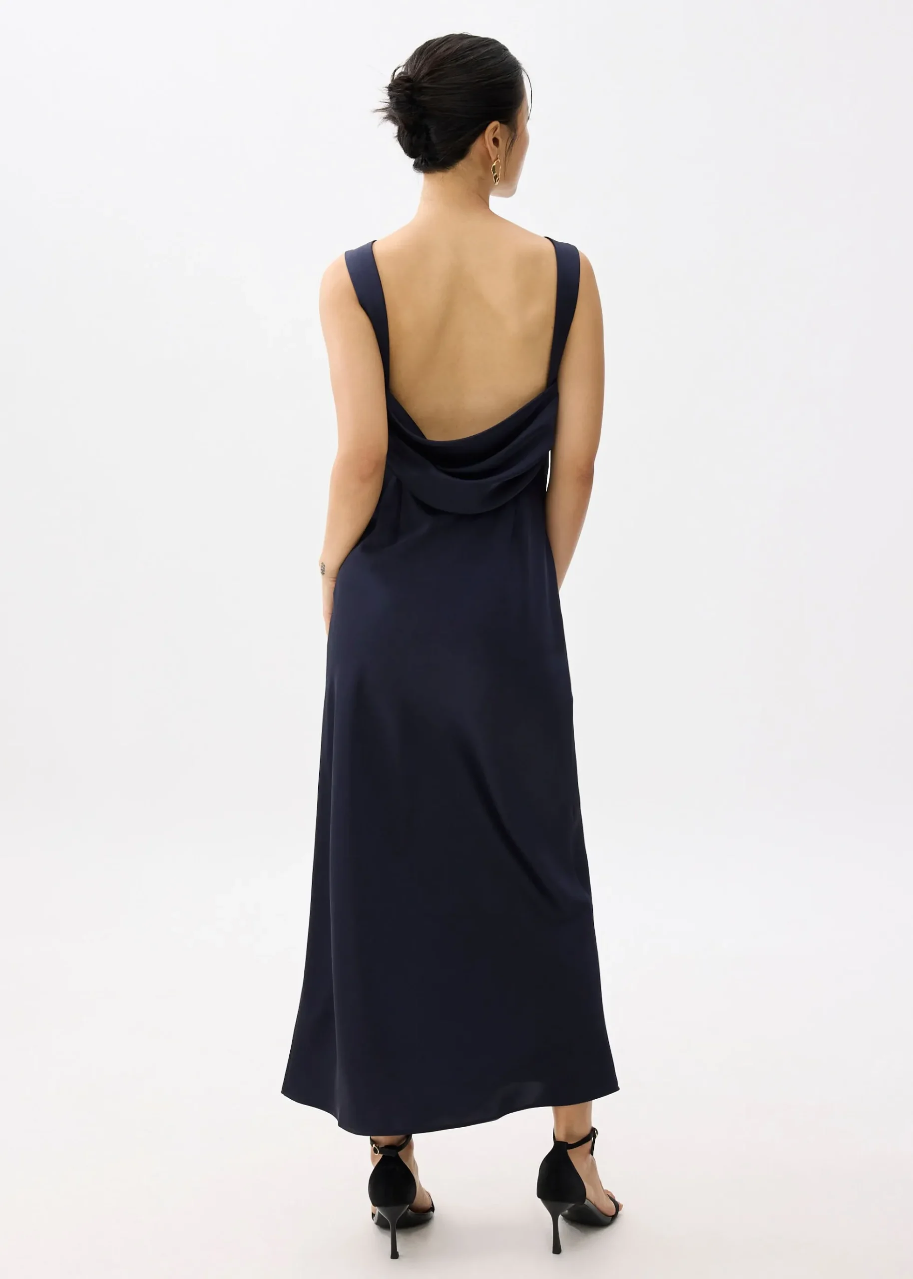 Satin Padded Drape Maxi Dress