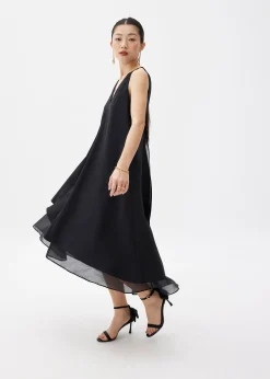 Satin Trapeze Midaxi Dress