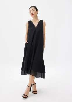 Satin Trapeze Midaxi Dress
