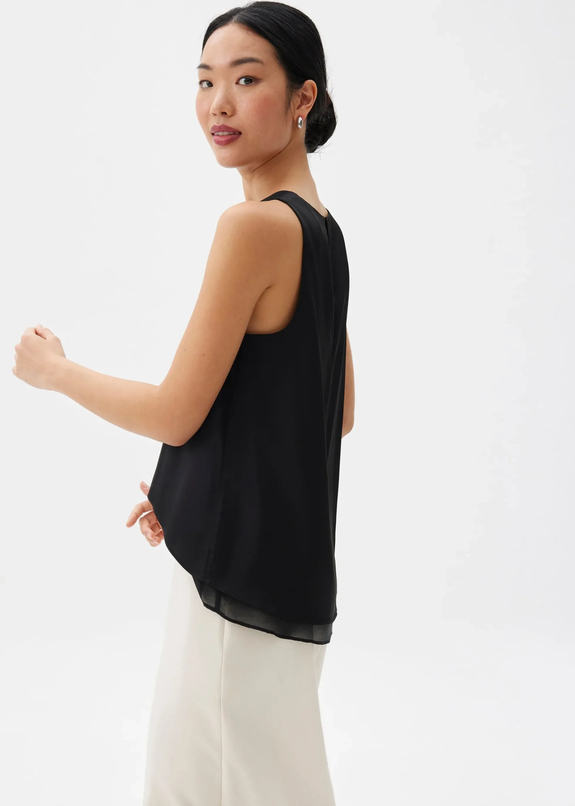 Satin Trapeze Shell Top
