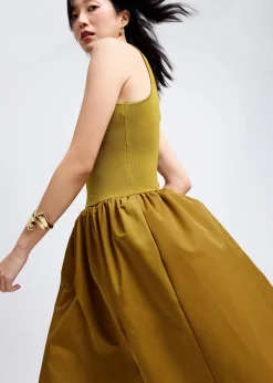 Scoop Neck Drop Waist Midaxi Dress