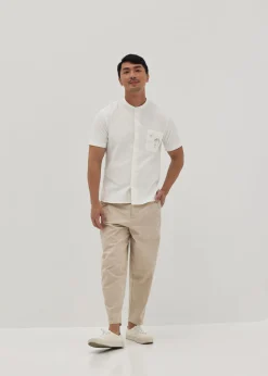 Scout Unisex Embroidered Mandarin Collar Shirt in Humble Abode