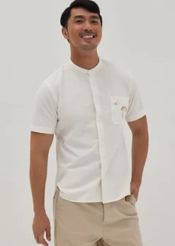 Scout Unisex Embroidered Mandarin Collar Shirt in Humble Abode