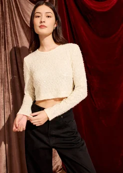Sequin Crop Long Sleeve Top