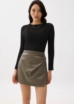 Sheer Crinkled Long Sleeve Top