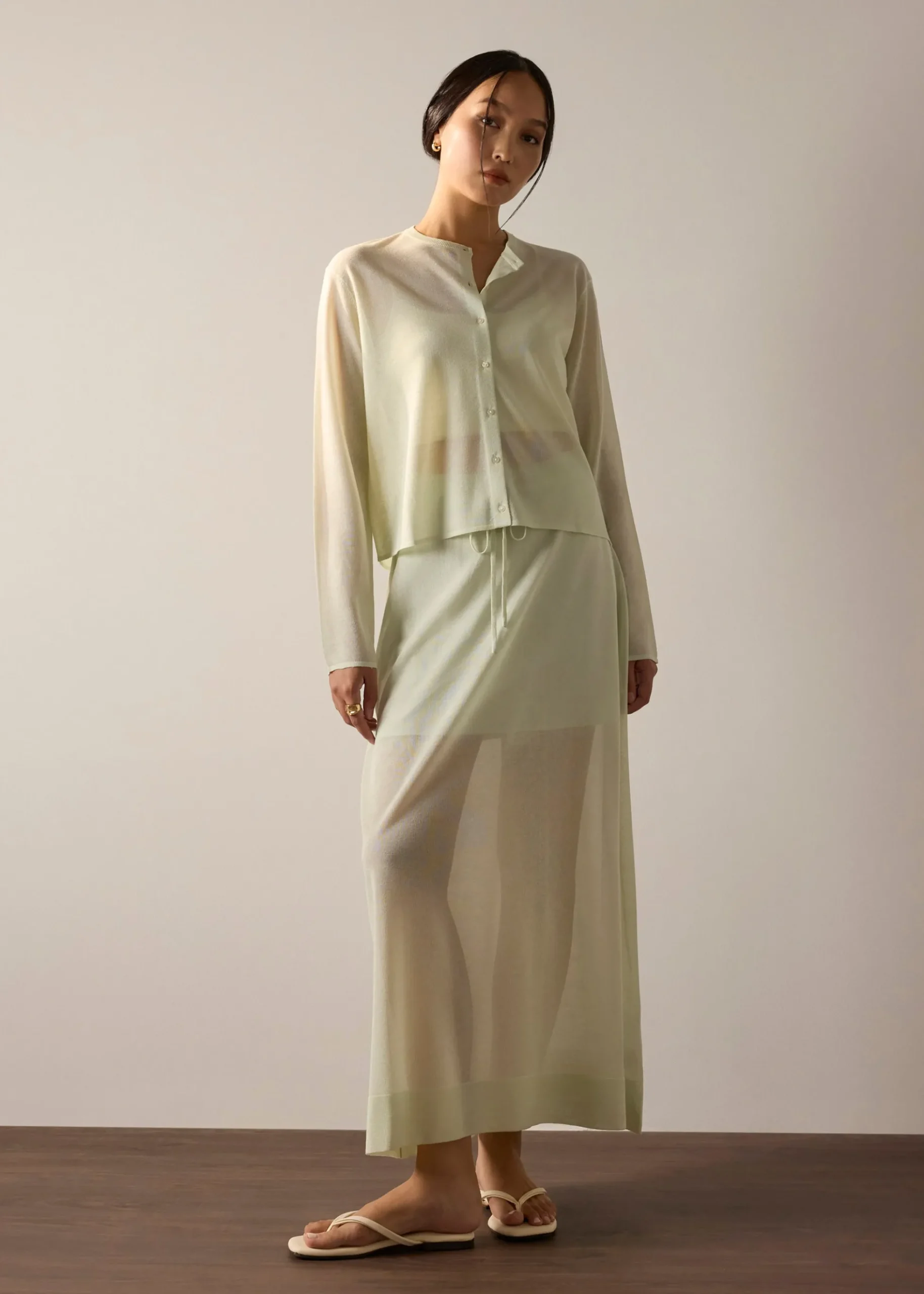 Sheer Knit A-line Maxi Skirt