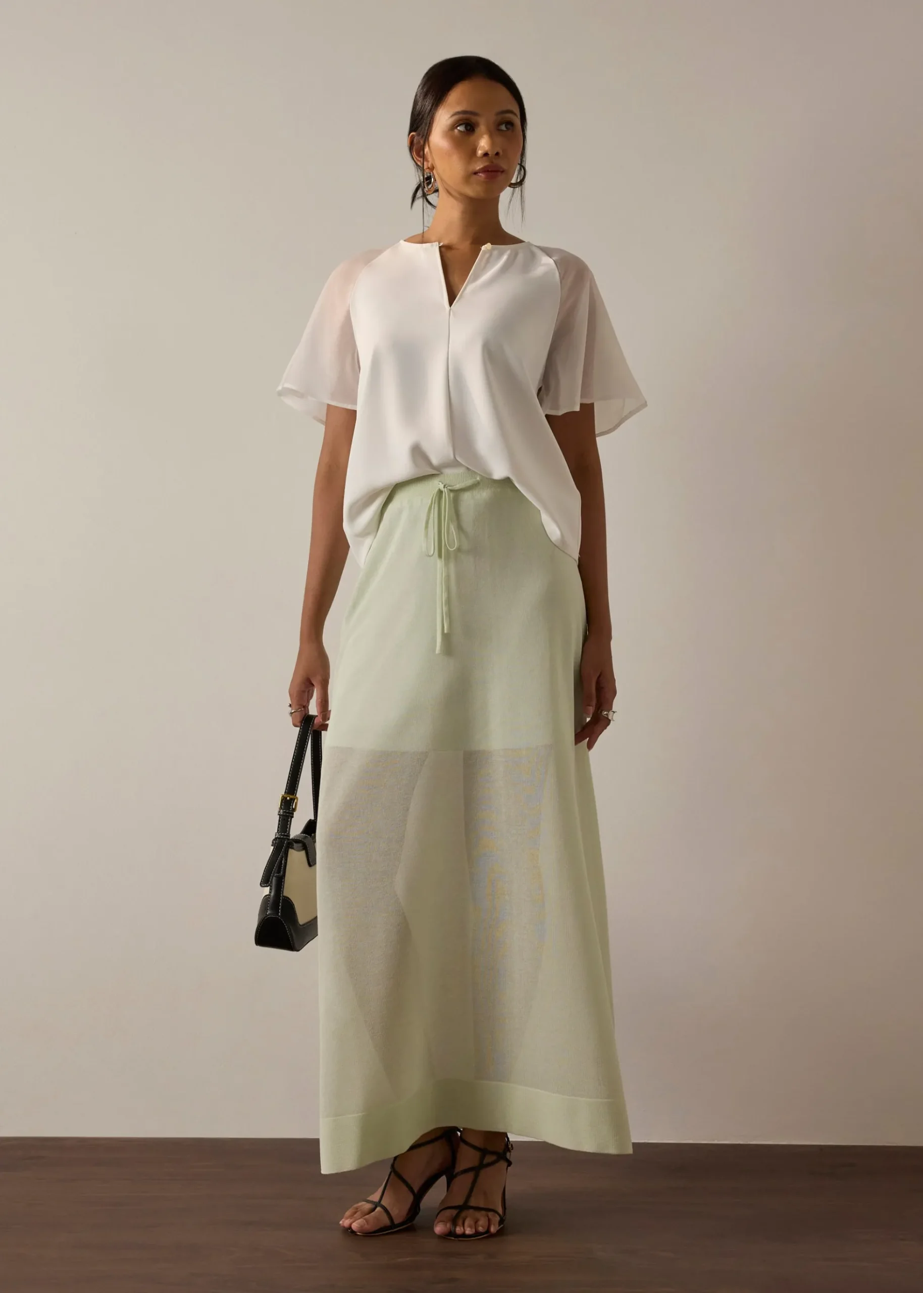 Sheer Knit A-line Maxi Skirt