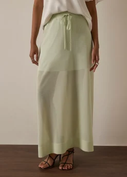 Sheer Knit A-line Maxi Skirt