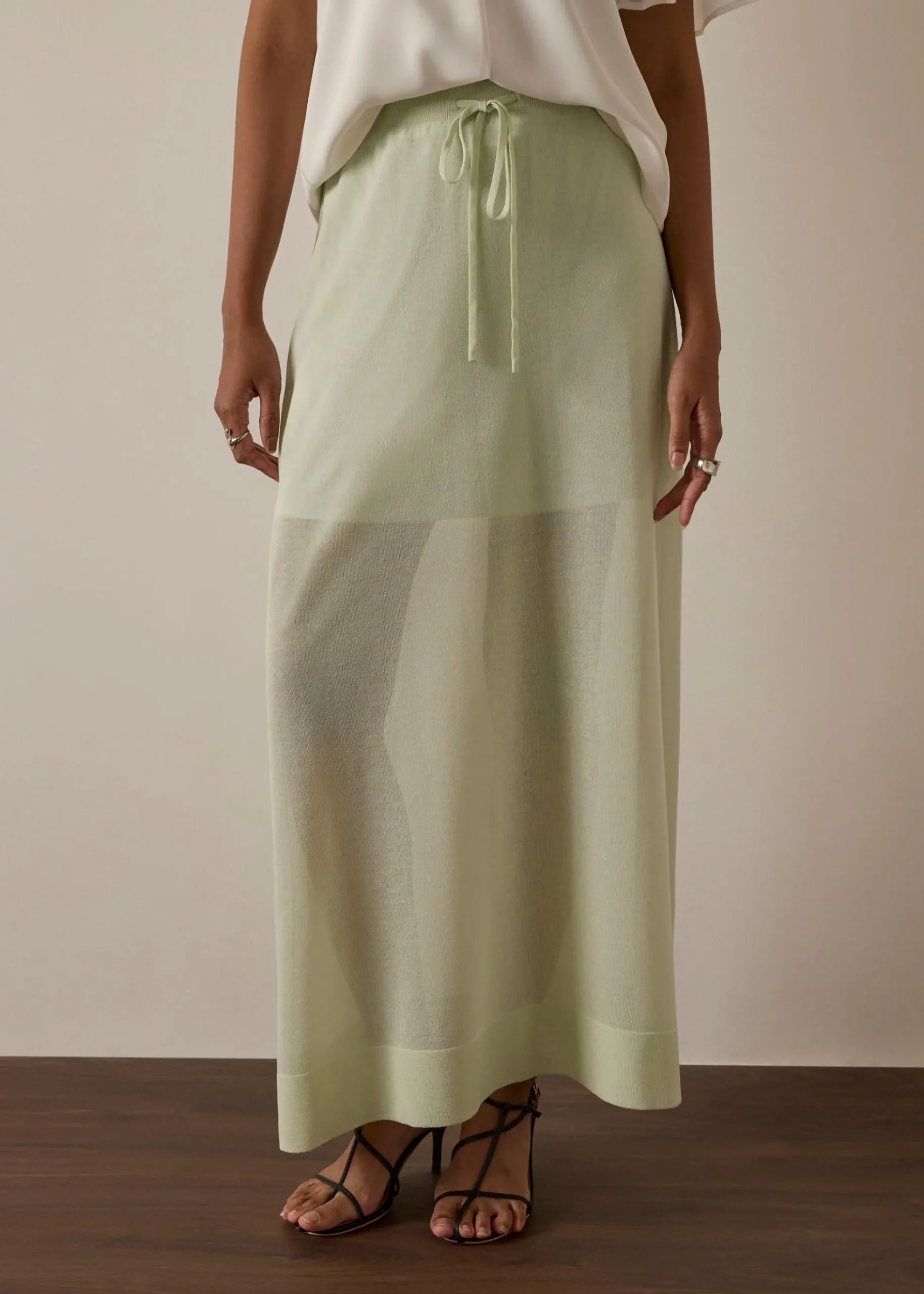 Sheer Knit A-line Maxi Skirt