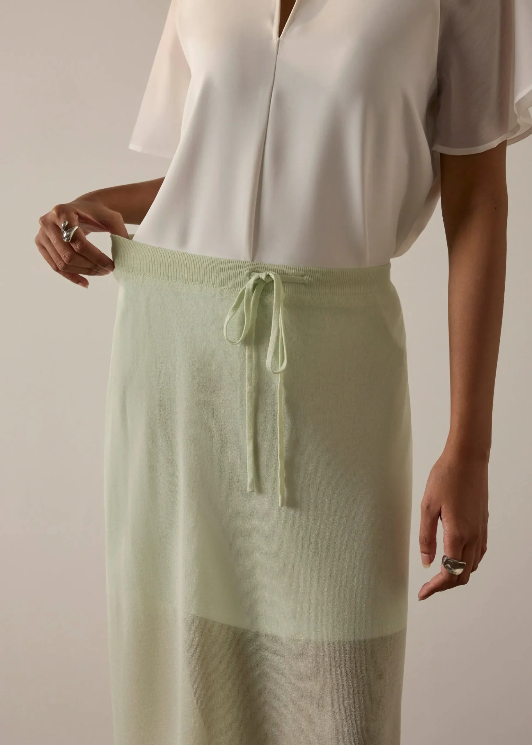 Sheer Knit A-line Maxi Skirt