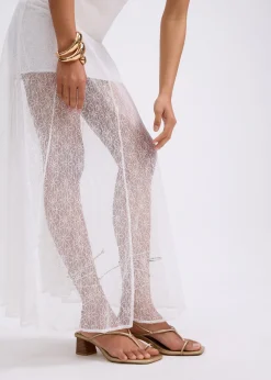 Sheer Lace A-Line Maxi Skirt