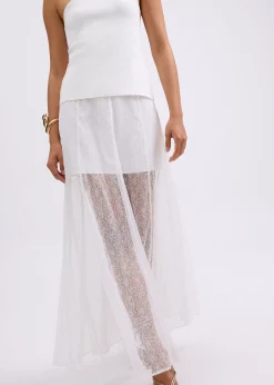 Sheer Lace A-Line Maxi Skirt