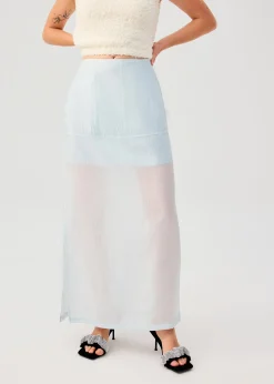 Sheer Lyocell Column Maxi Skirt