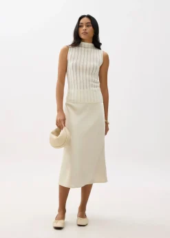 Sheer Mock Neck Fitted Knit Top