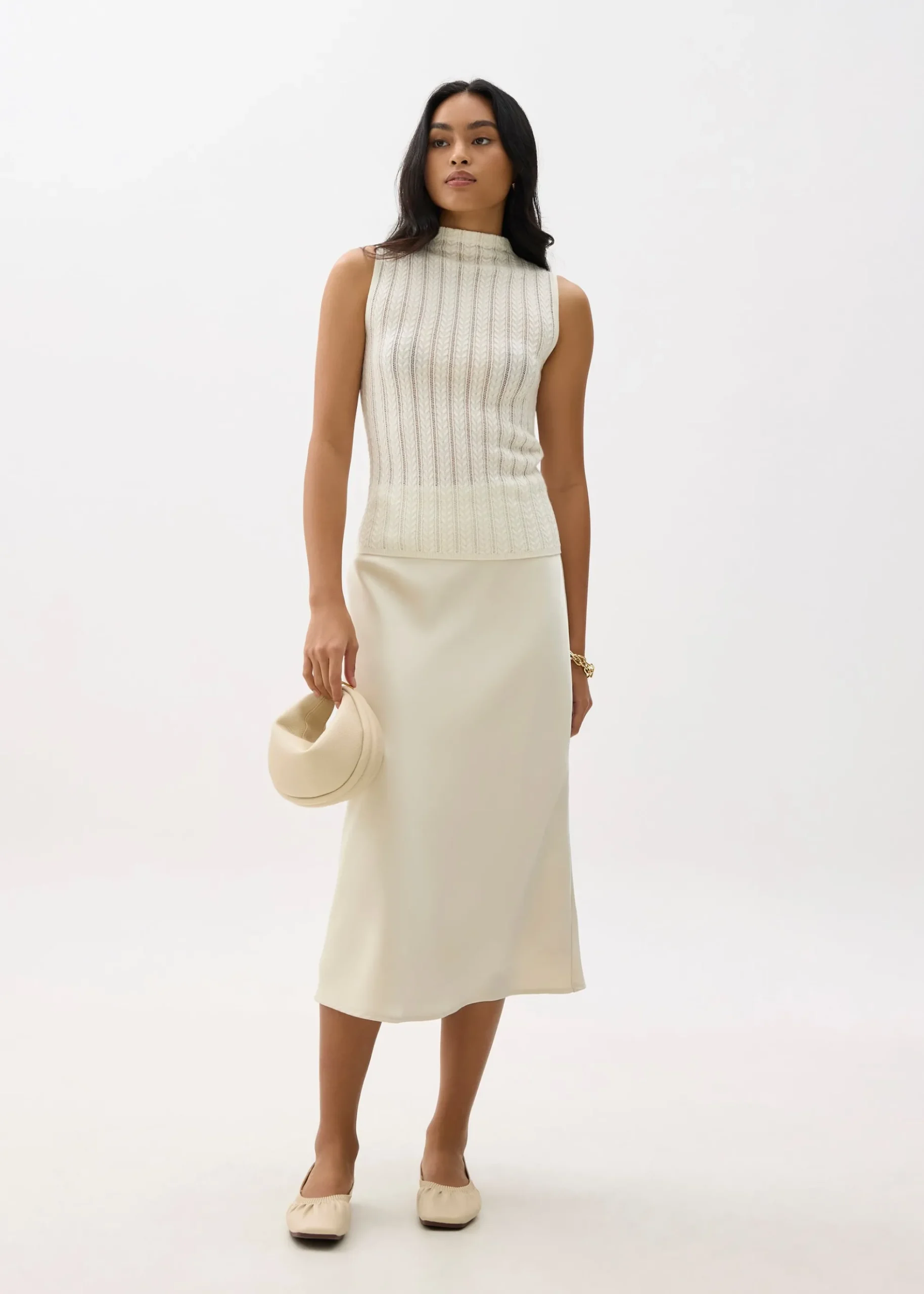 Sheer Mock Neck Fitted Knit Top