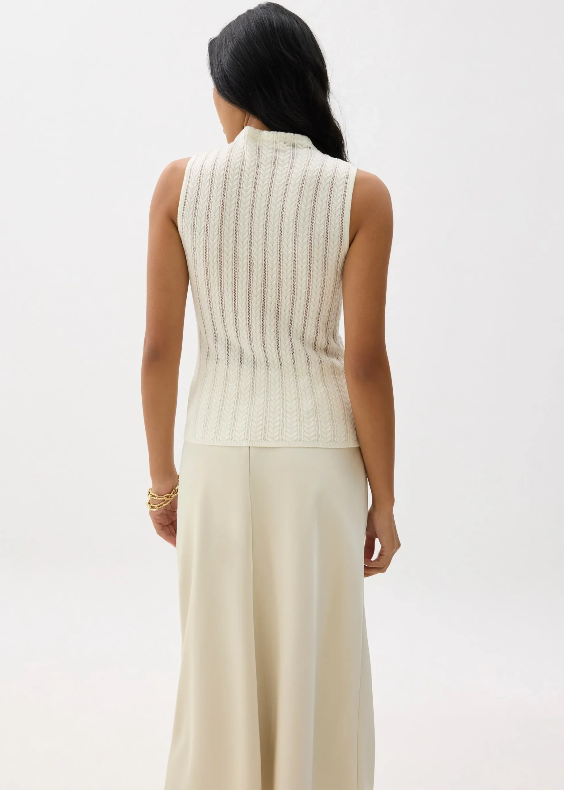 Sheer Mock Neck Fitted Knit Top