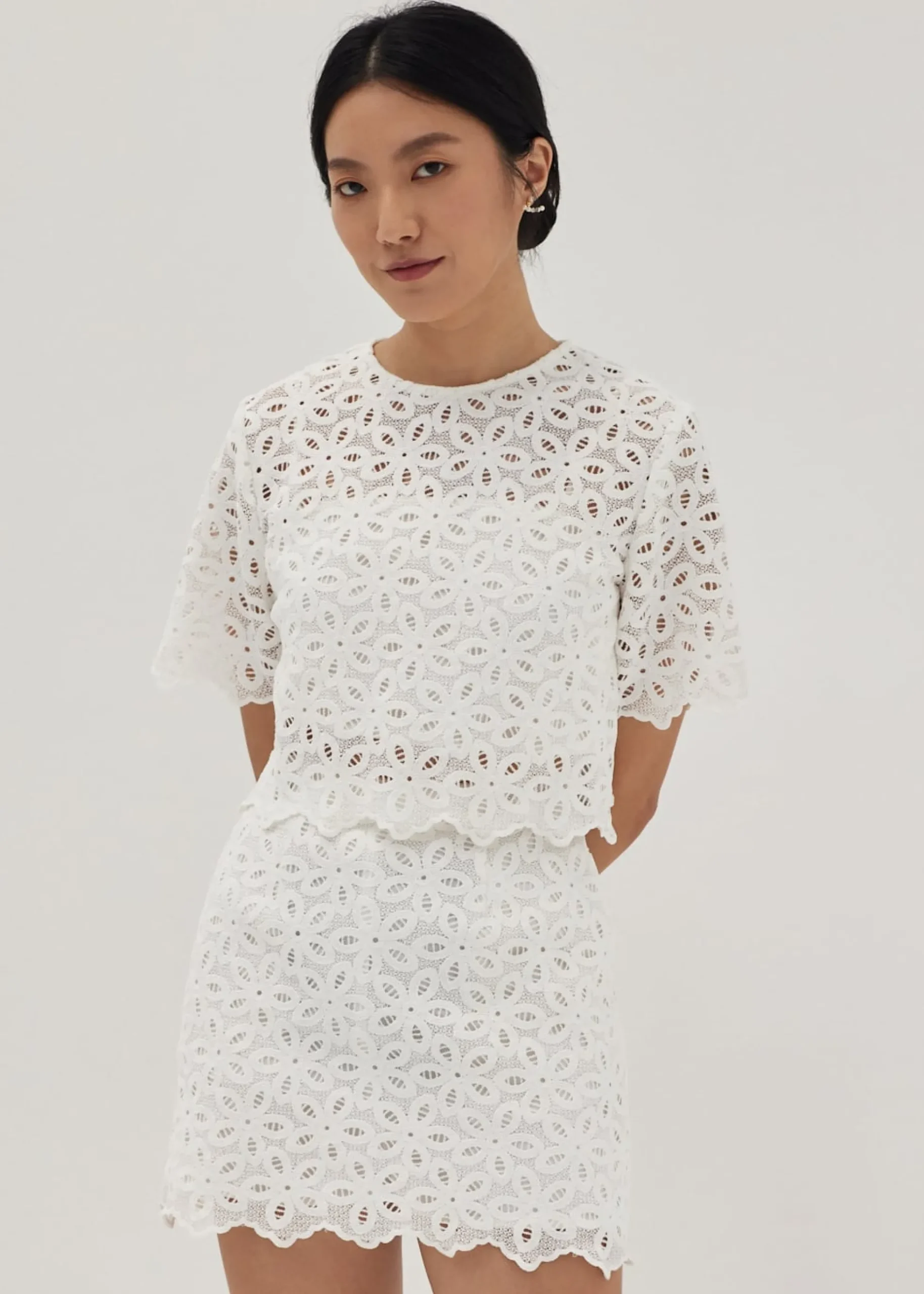Shelby Broderie Shell Crop Top
