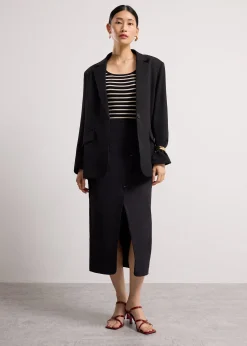 Shuri Asymmetric Front Slit Column Midi Skirt