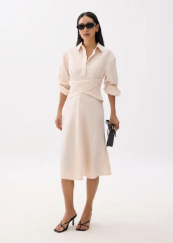 Simone Twist Front Satin Dress