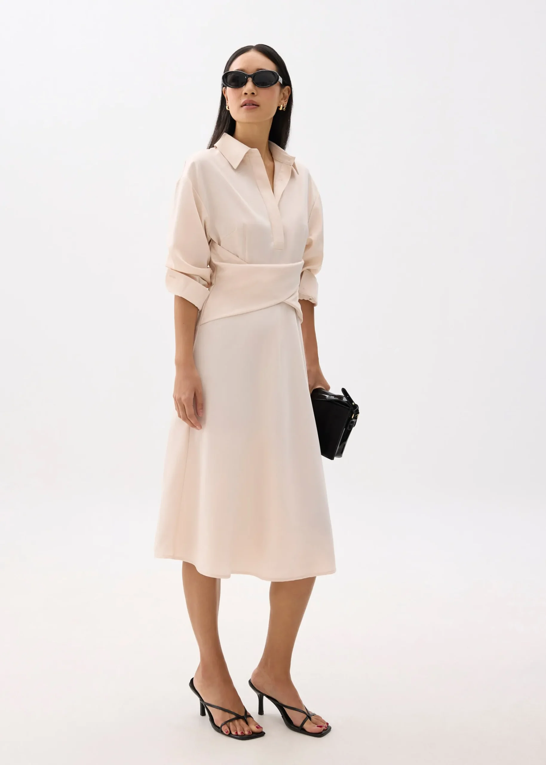 Simone Twist Front Satin Dress