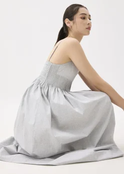 Smocked V-neck Fit & Flare Midaxi Dress