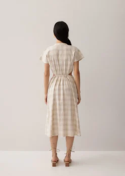 Soleil Mandarin Collar Fit & Flare Midi Dress