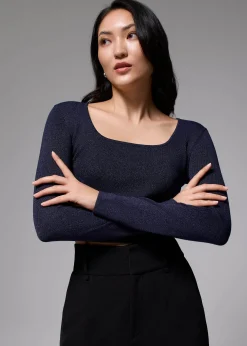 Square Neck Fitted Knit Crop Top