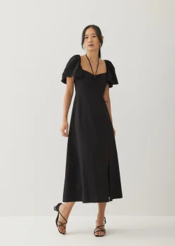 Stacey Padded Cotton Sweetheart Midi Dress