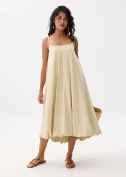Straight Neck Bubble Midaxi Dress