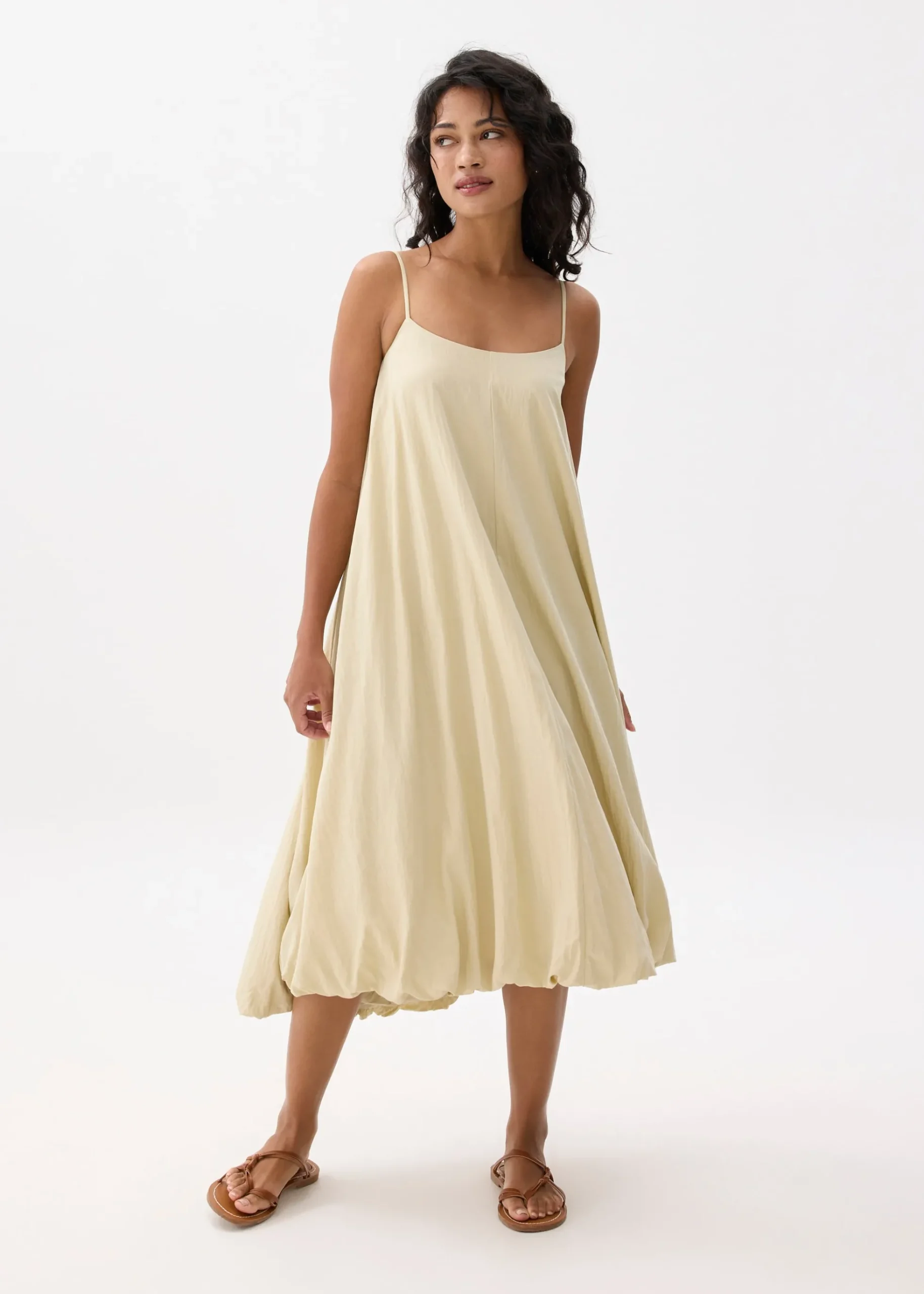Straight Neck Bubble Midaxi Dress