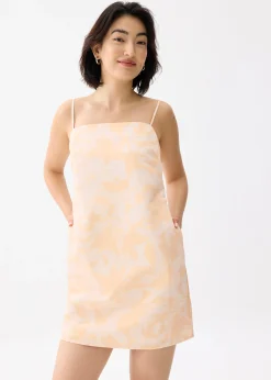 Straight Neck Shift Mini Dress in Sunburst