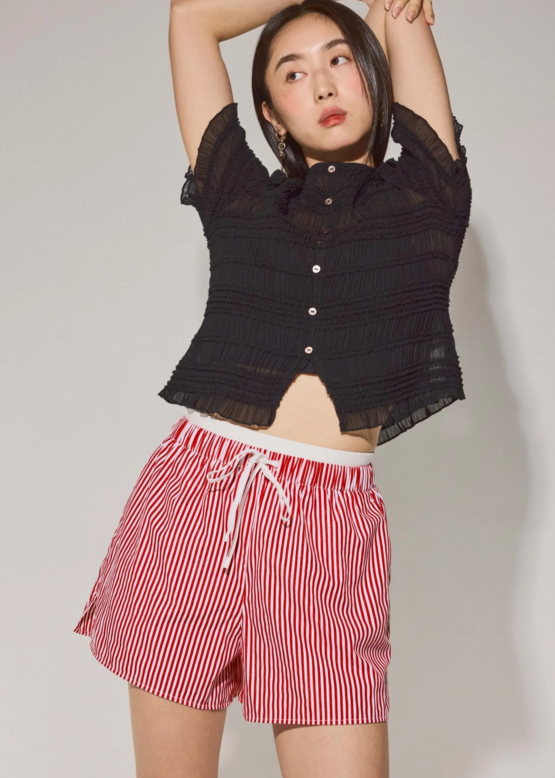Striped Cotton A-line Shorts