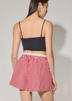 Striped Cotton A-line Shorts