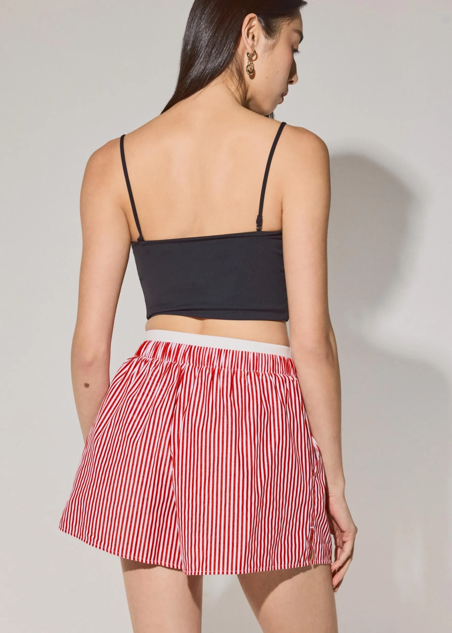 Striped Cotton A-line Shorts