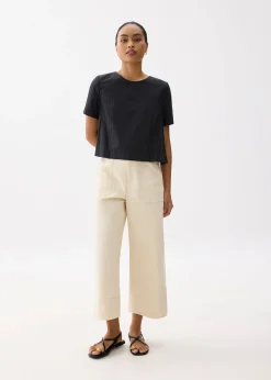 Striped Jacquard Round Neck Shell Top