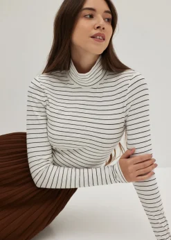 Striped Jersey Turtle Neck Tee