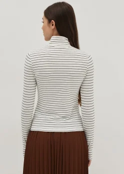 Striped Jersey Turtle Neck Tee