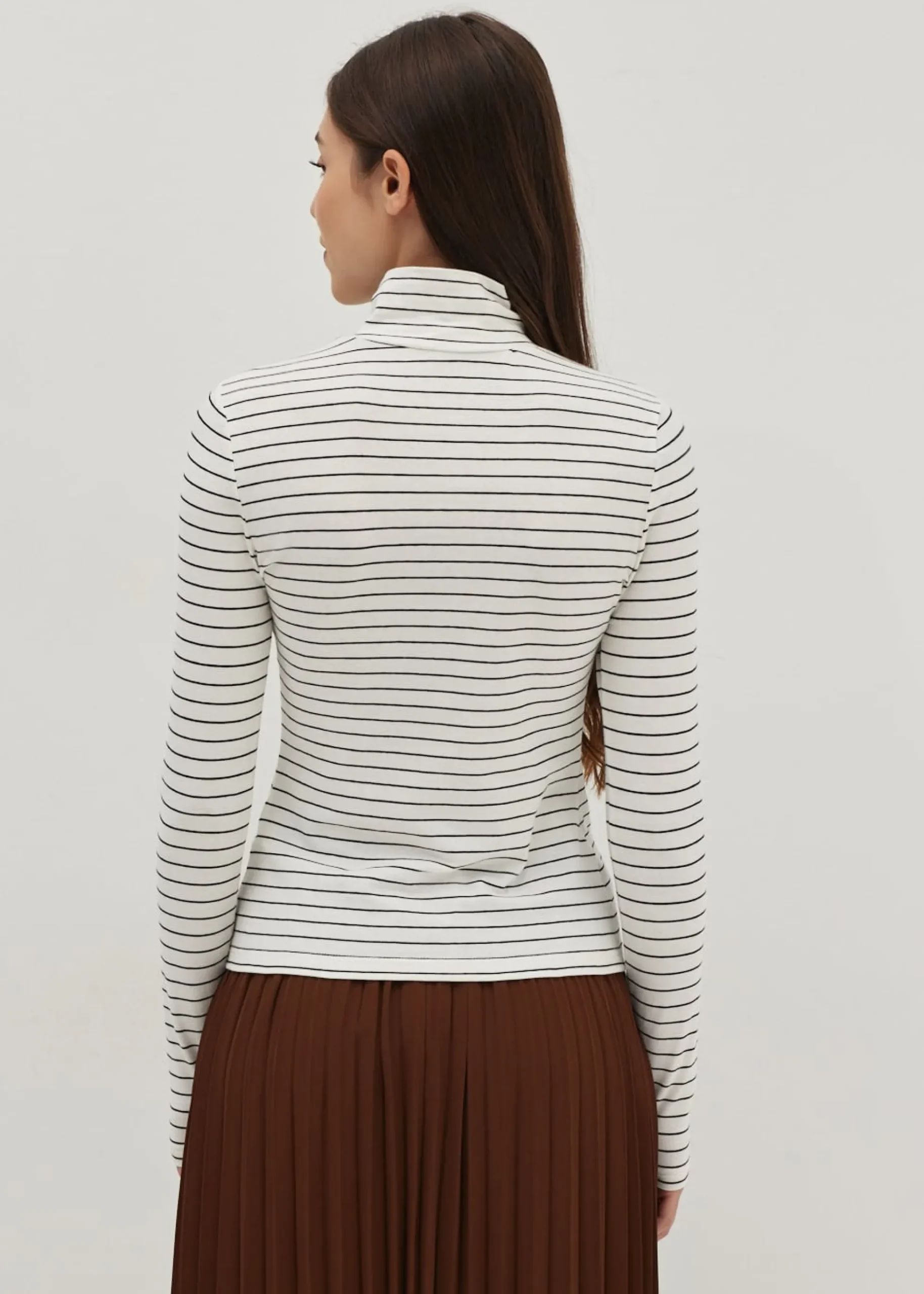 Striped Jersey Turtle Neck Tee