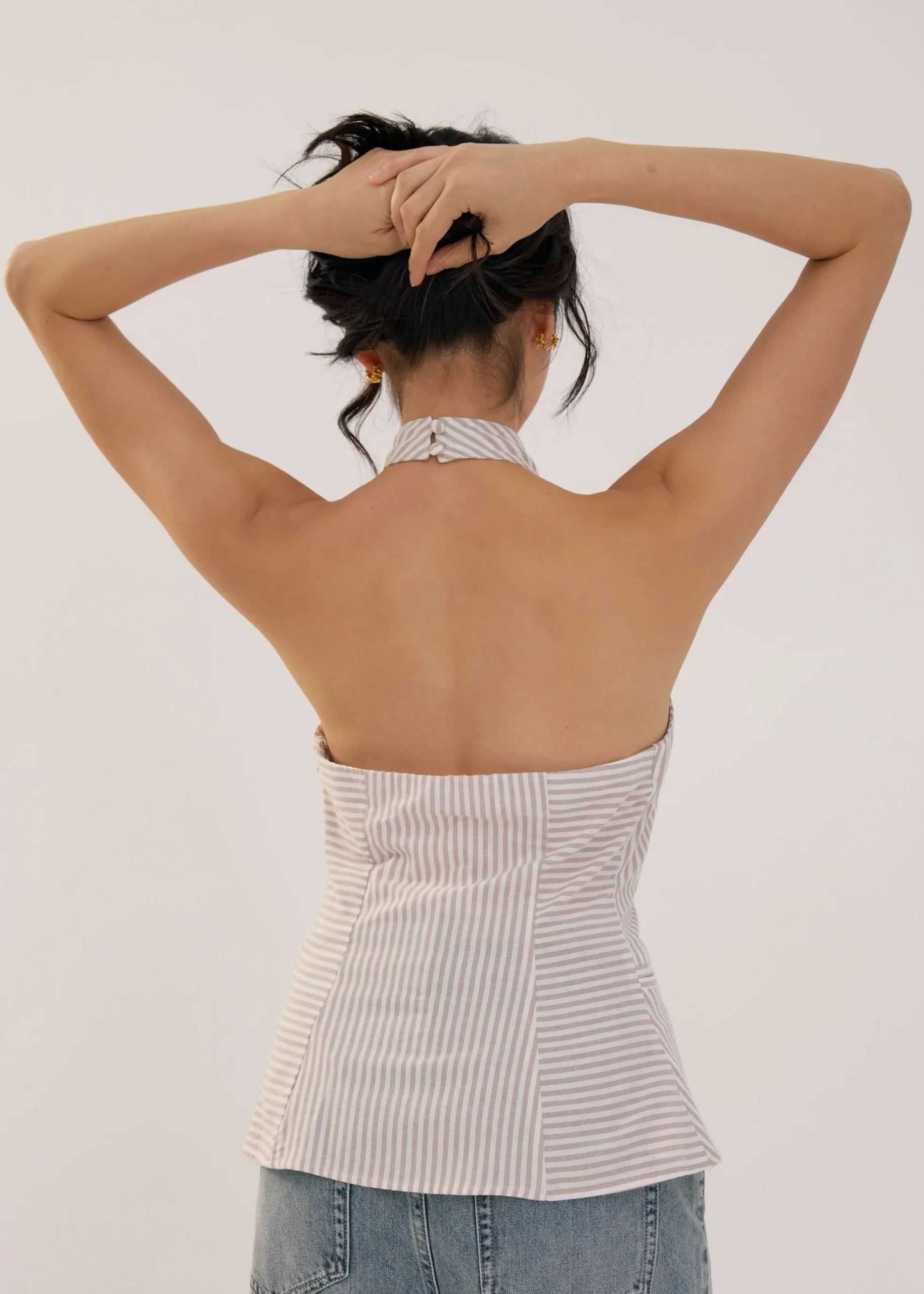 Striped Linen Halter Top