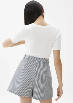 Striped Pleated A-line Shorts