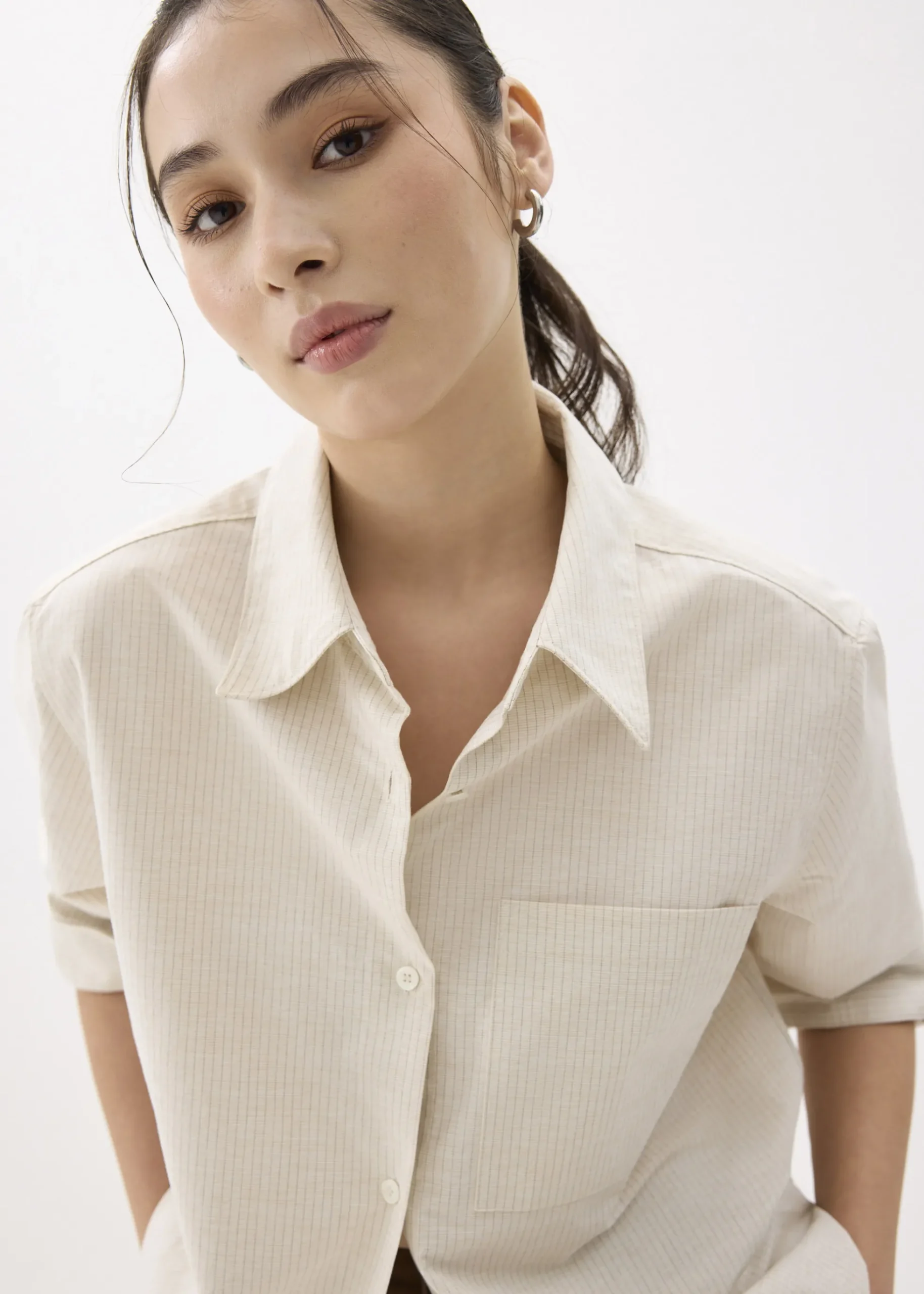 Striped Relaxed Collared Shirt