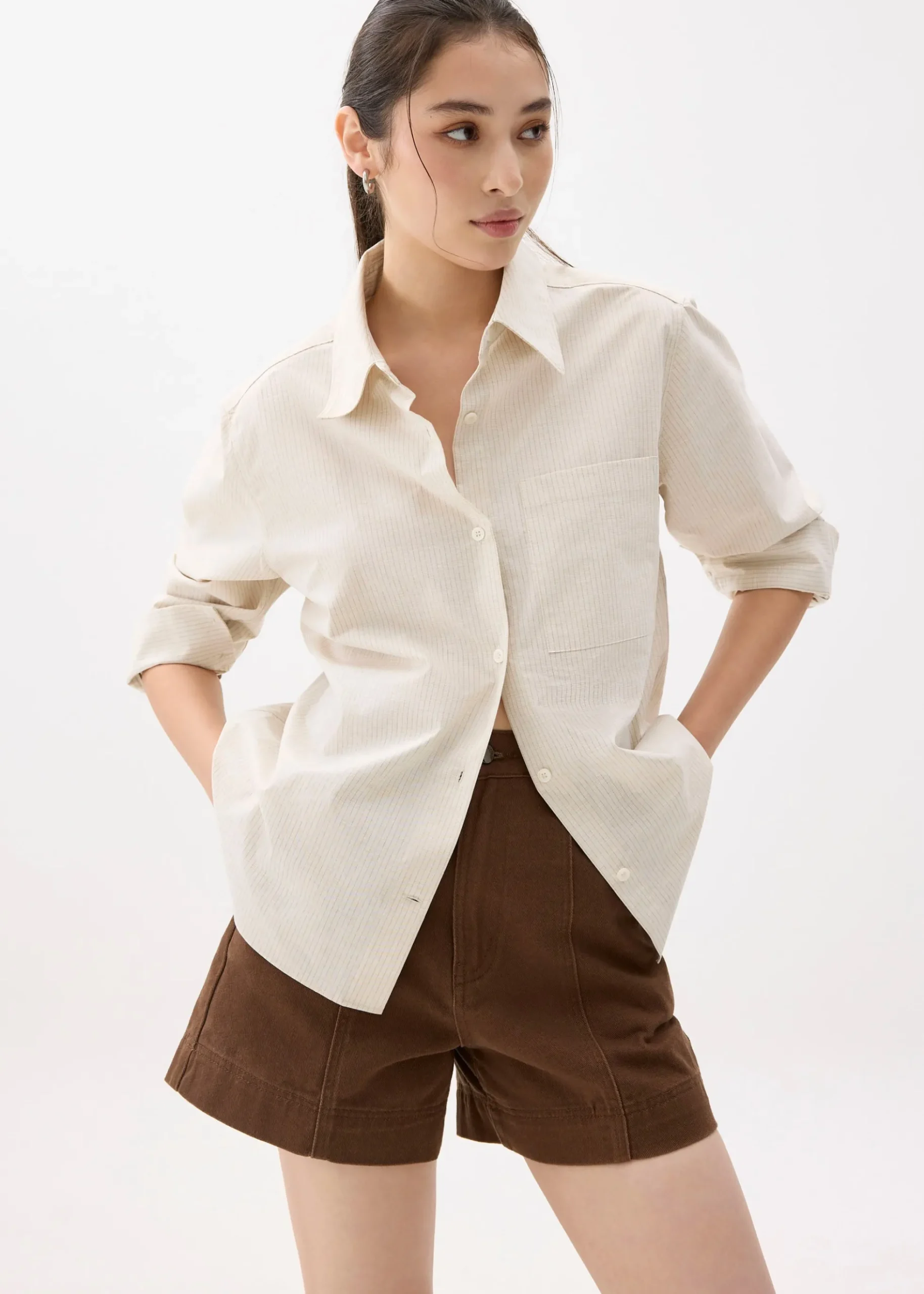 Striped Relaxed Collared Shirt