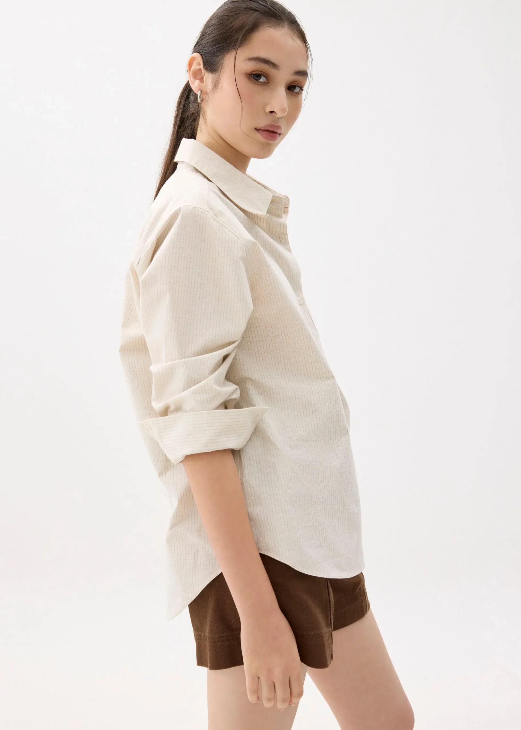 Striped Relaxed Collared Shirt